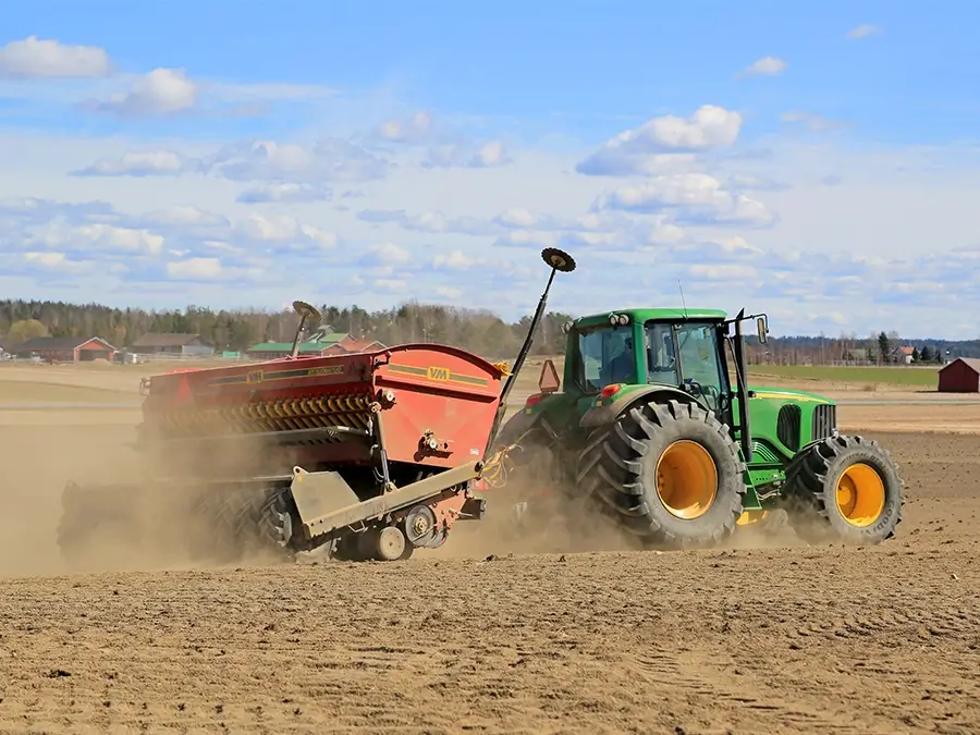 large-scale drill seeding with a large machinery