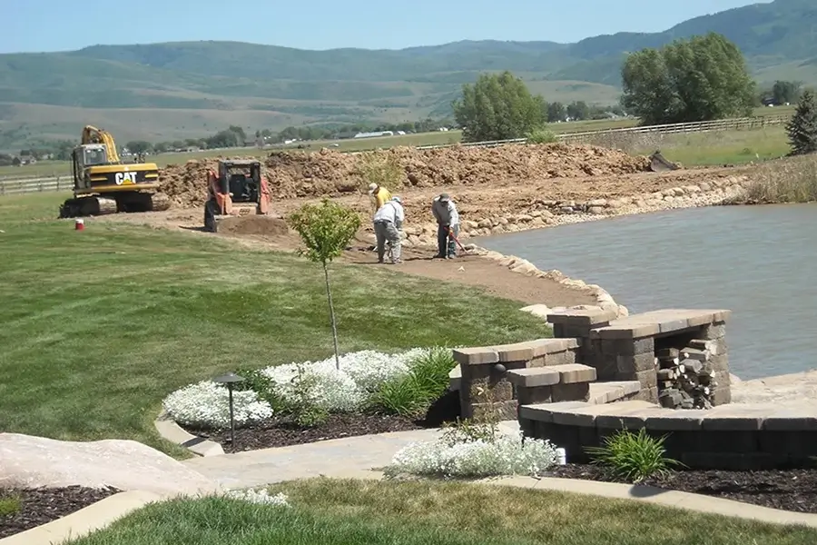 professional landscapers working on a land reclamation project