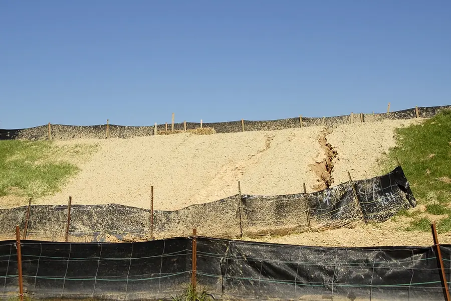 silt barriers on a slope construction site