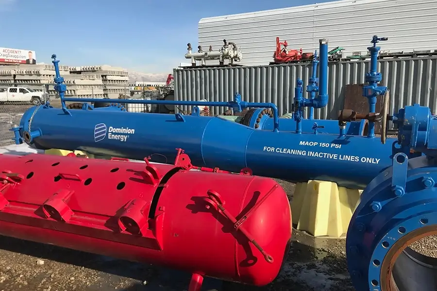 pipeline setup for sandblasting